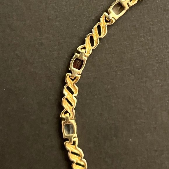 Multi-colored Gemstone & SilverTennis Bracelet, 8" - Picture 12 of 14